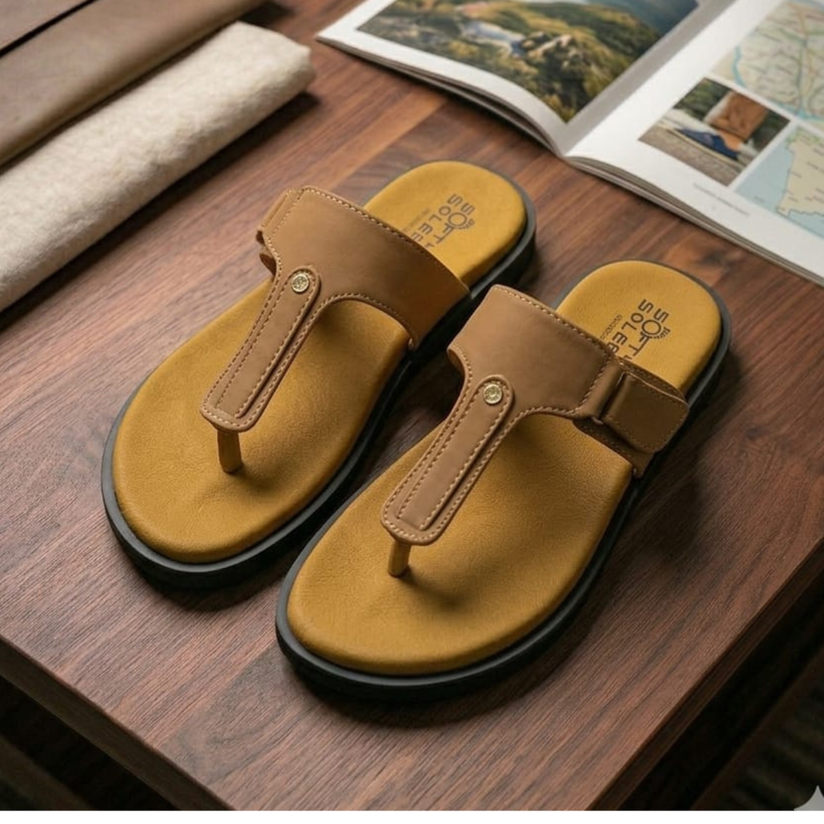 orthopedic T-strap sandals or medical comfort flip-flops